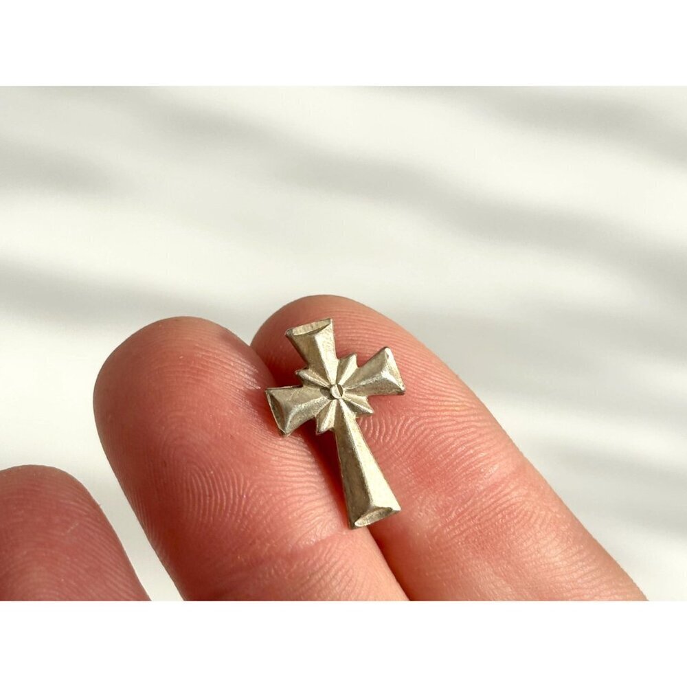 Brutalist Style Cross Sterling Silver 925 Vintage Statement Pendant | Charm - Picture 12 of 12